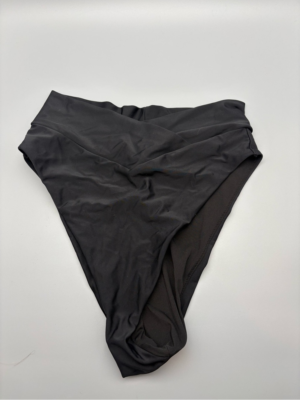 aerie Black High-Rise Bikini Bottoms with Crossover Waist